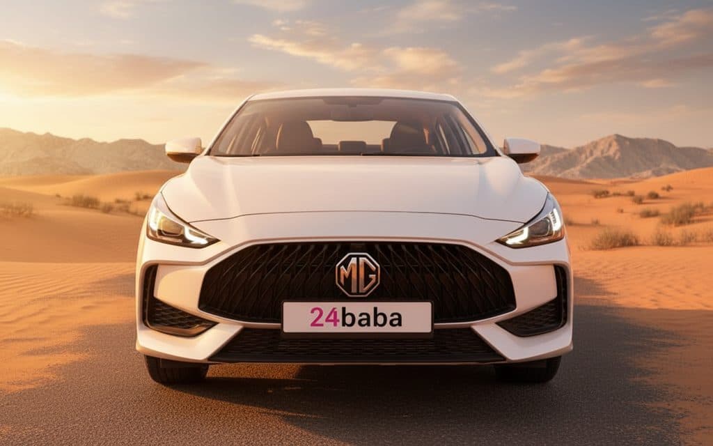 Mg Gt 2024 White front view with headlights Mg Gt 2024 White front view with headlights