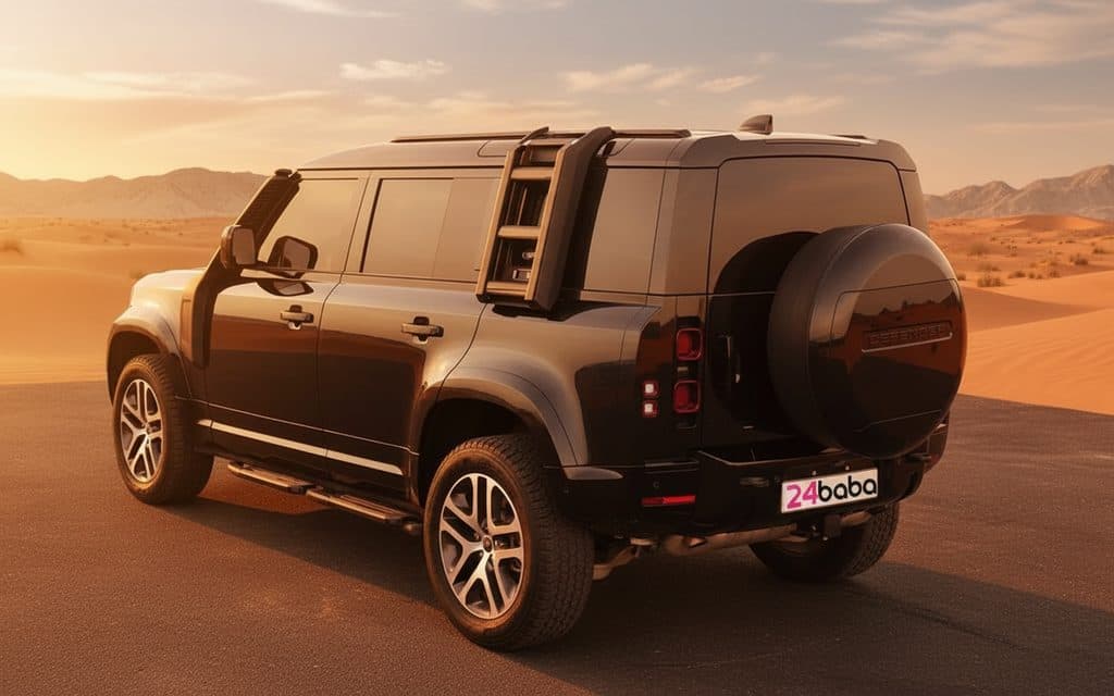 LandRover Defender 2024 Black rear view showing taillight LandRover Defender 2024 Black rear view showing taillight