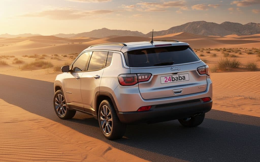 Jeep Compass 2020 Silver rear view showing taillights Jeep Compass 2020 Silver rear view showing taillights