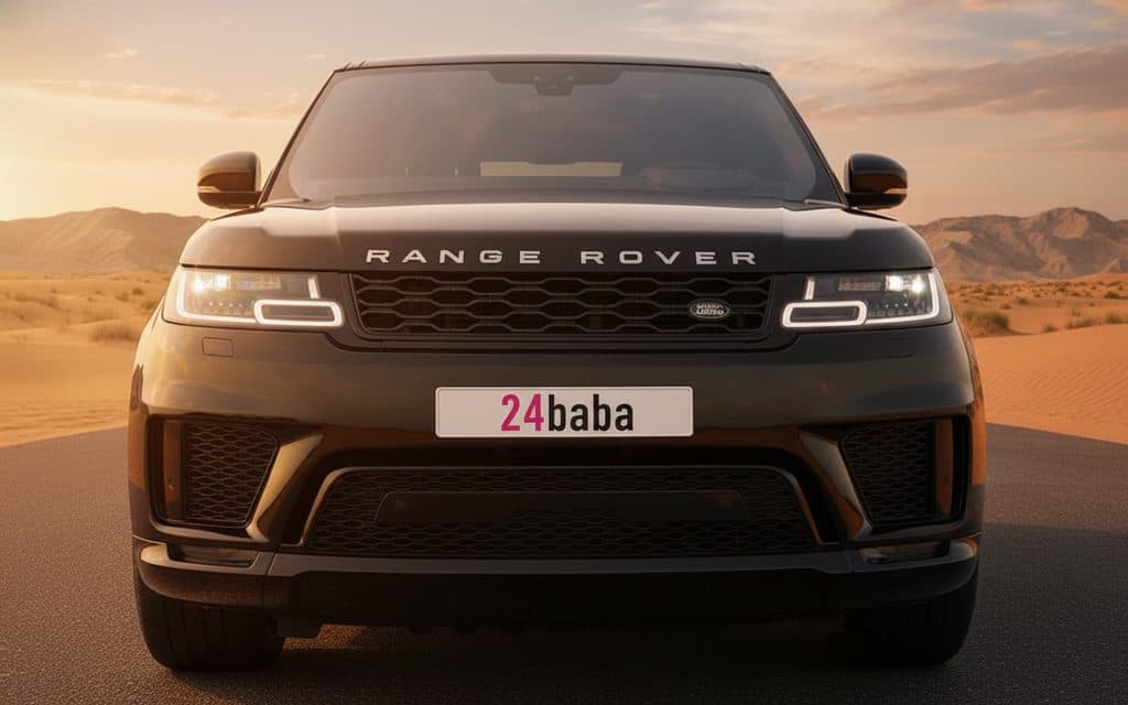 LandRover RangeRoverSport 2021 Black front view with headlights LandRover RangeRoverSport 2021 Black front view with headlights